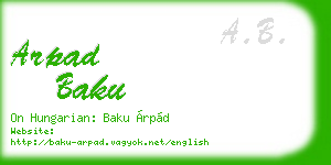 arpad baku business card
